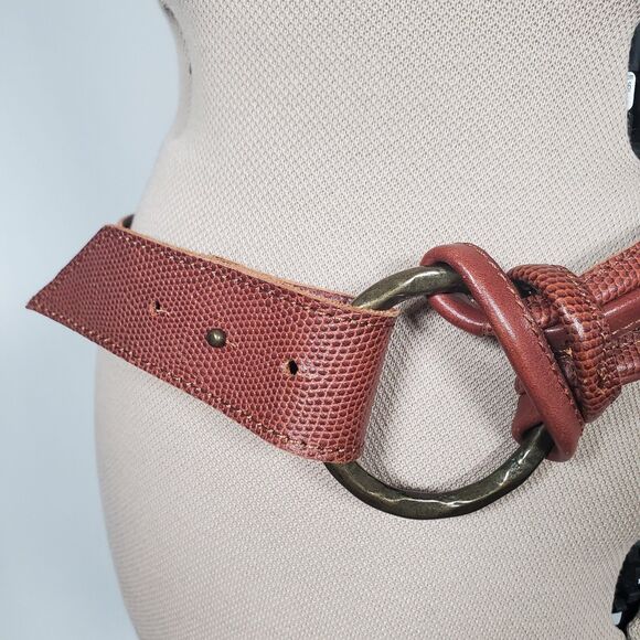 Ralph Lauren Women’s Brown Leather Belt Medium Tri-Strap O-Ring Fits 33-35" - Picture 2 of 6